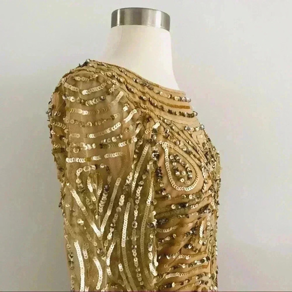 Aidan Mattox Sequin Long Sleeve Party Dress Sz 6 - Picture 4 of 11